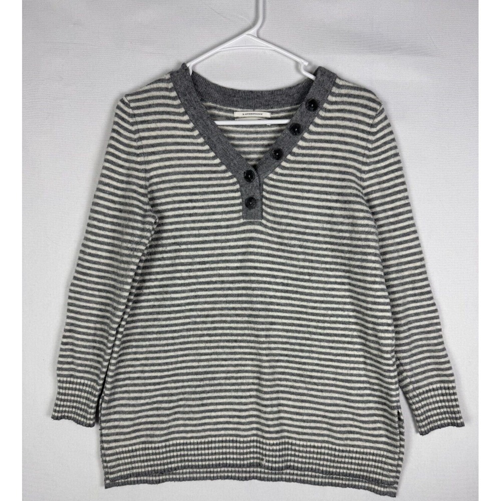 Anthropologie Serena Sweatshirt Womens Small Striped V Neck‎ Viscose Blend Knit